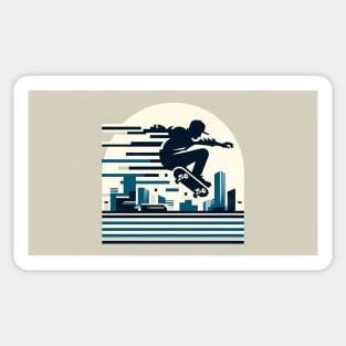 City Soar: Monochrome Skateboarder Sticker